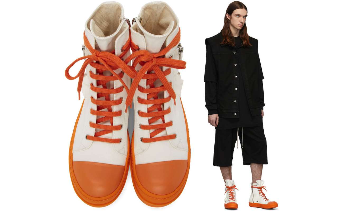 Rick Owens DRKSHDW Bauhaus Sneaker looks alive in orange/off white - dlmag