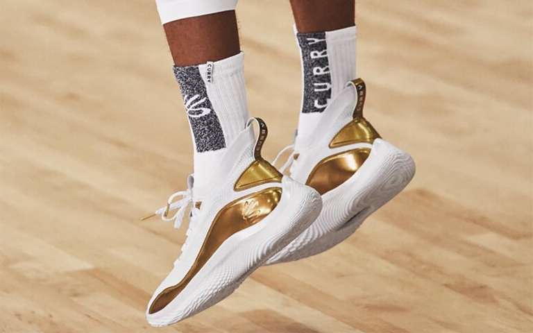 Curry 8 Golden Flow available in white, metallic gold colorway ...