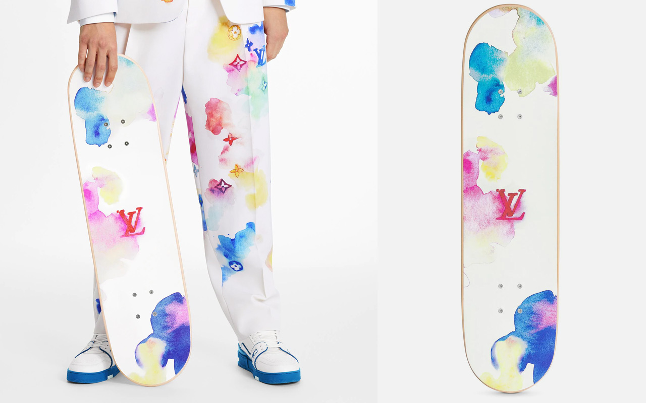 Louis Vuitton Watercolor Pattern Skateboard to Complement Its Summer 2021  Collection - Tuvie Design