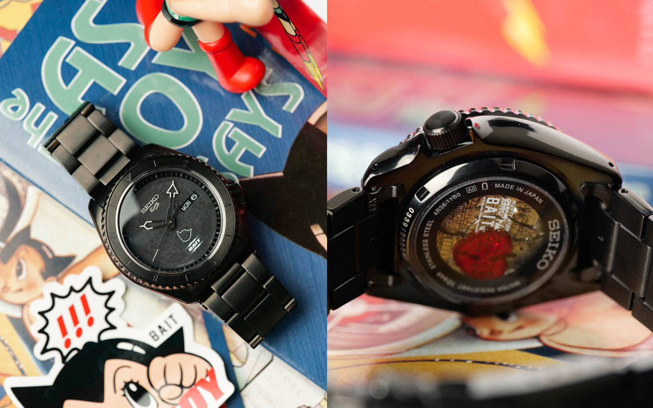 Limited edition BAIT x Astro Boy x Seiko 5 Sports watch is a gorgeous black  beauty - dlmag