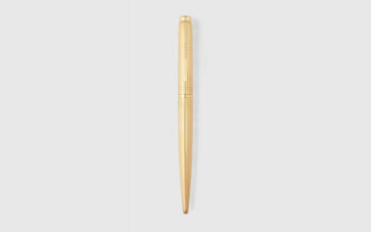 Gucci GG Black Lacquer Gold Tone Ballpoint Pen Gucci